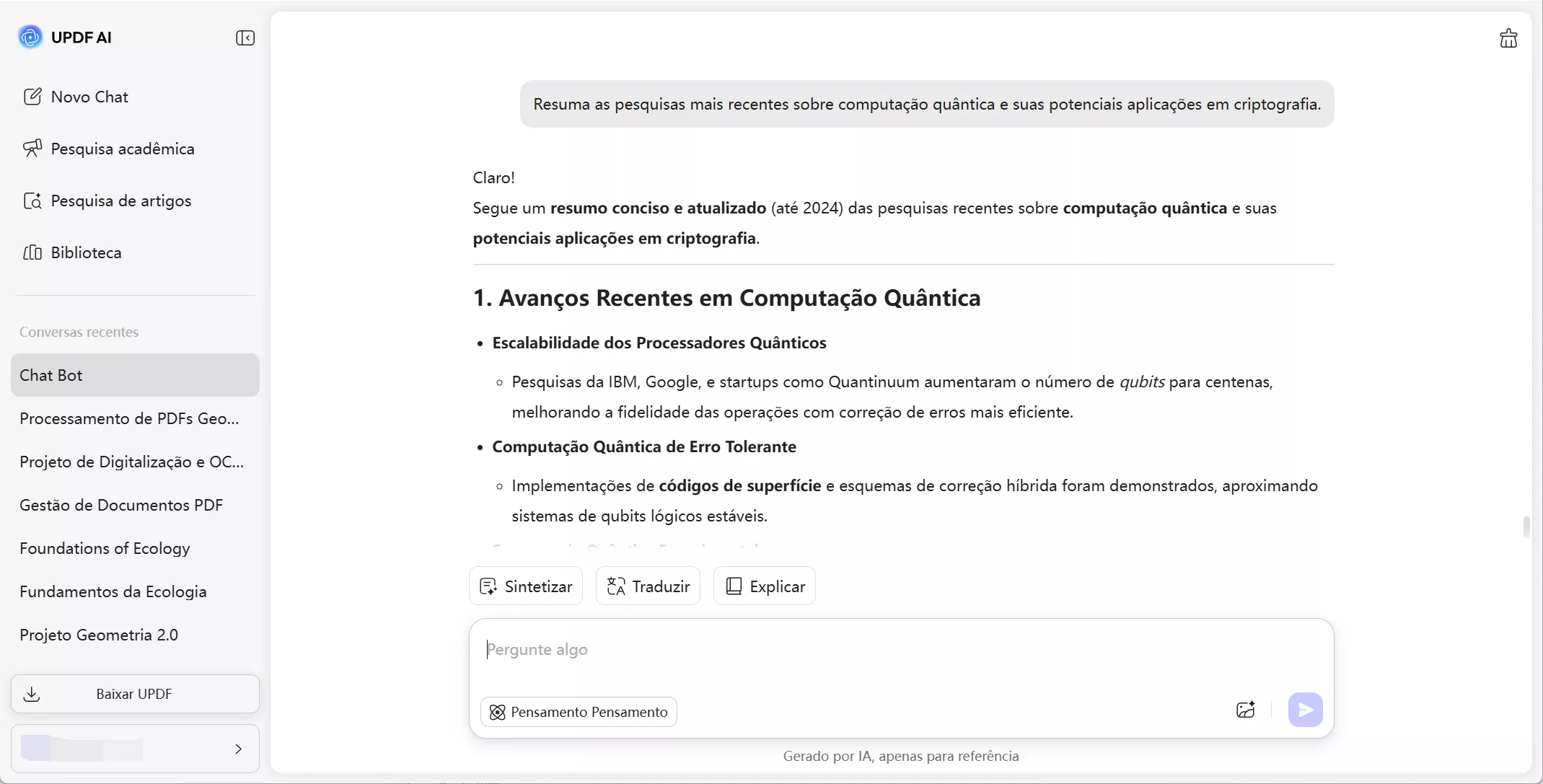 pesquisa e desenvolvimento