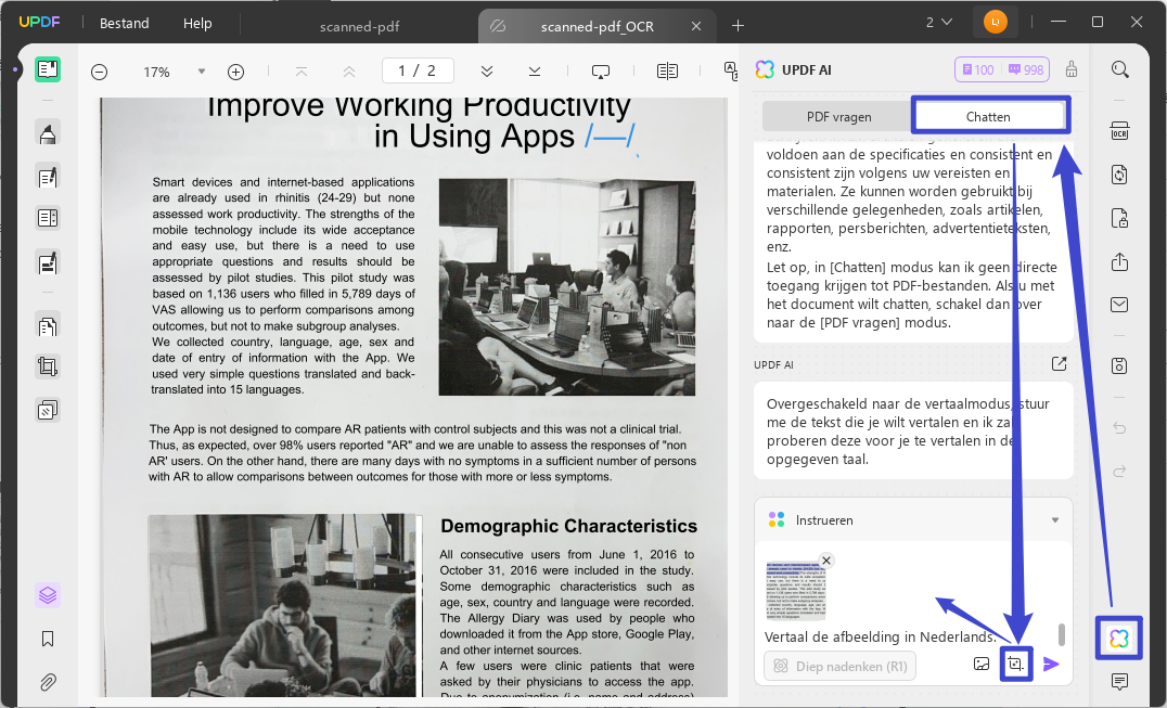 Translate the Scanned PDF with a Screenshot