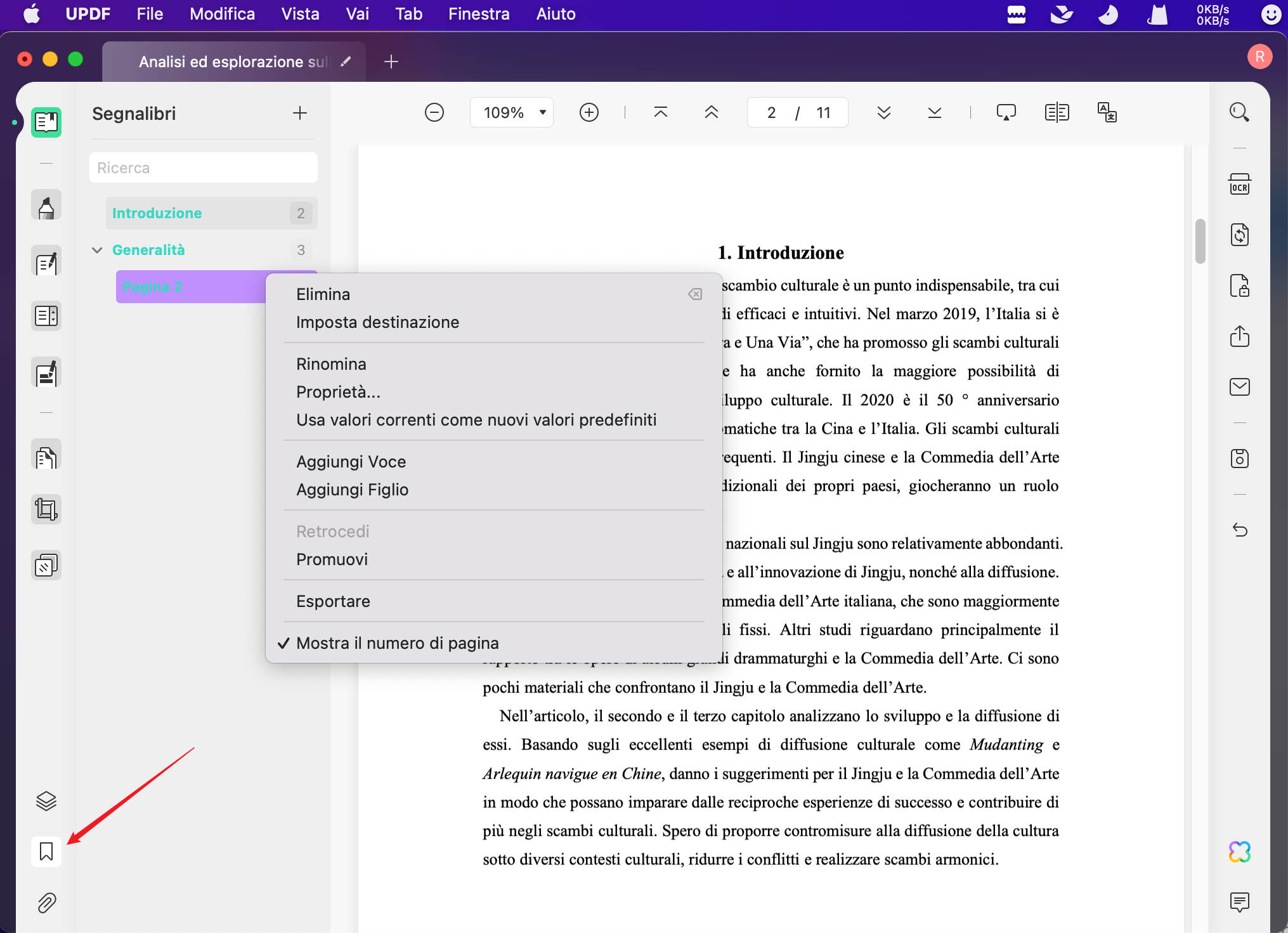 Aggiungere un segnalibro al PDF su Mac