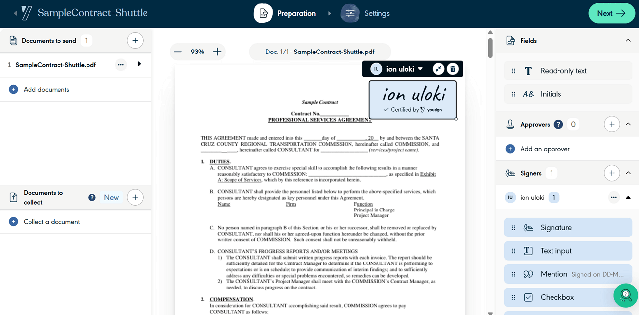 sign documents with yousign