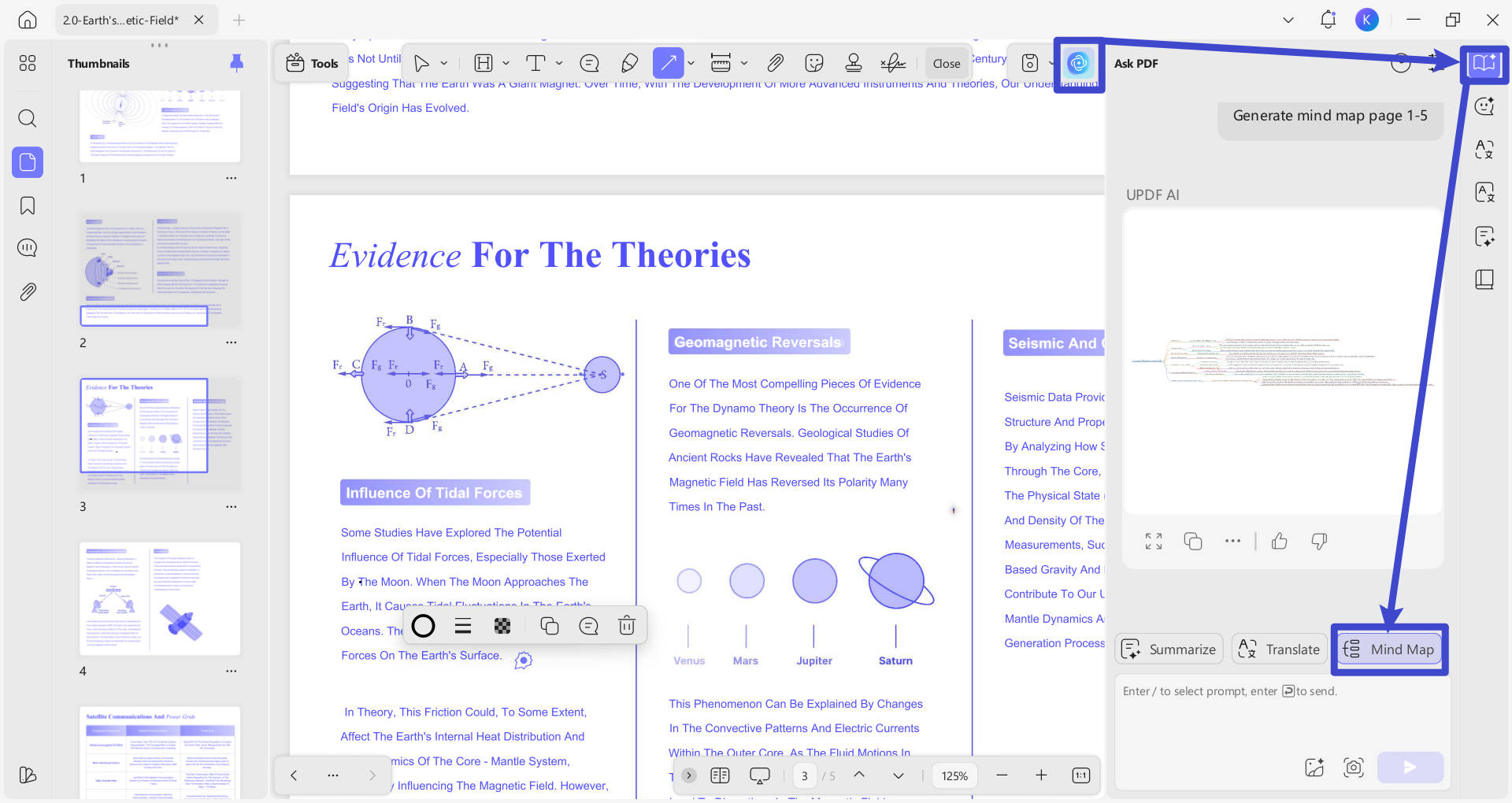 updf ai generate mind map