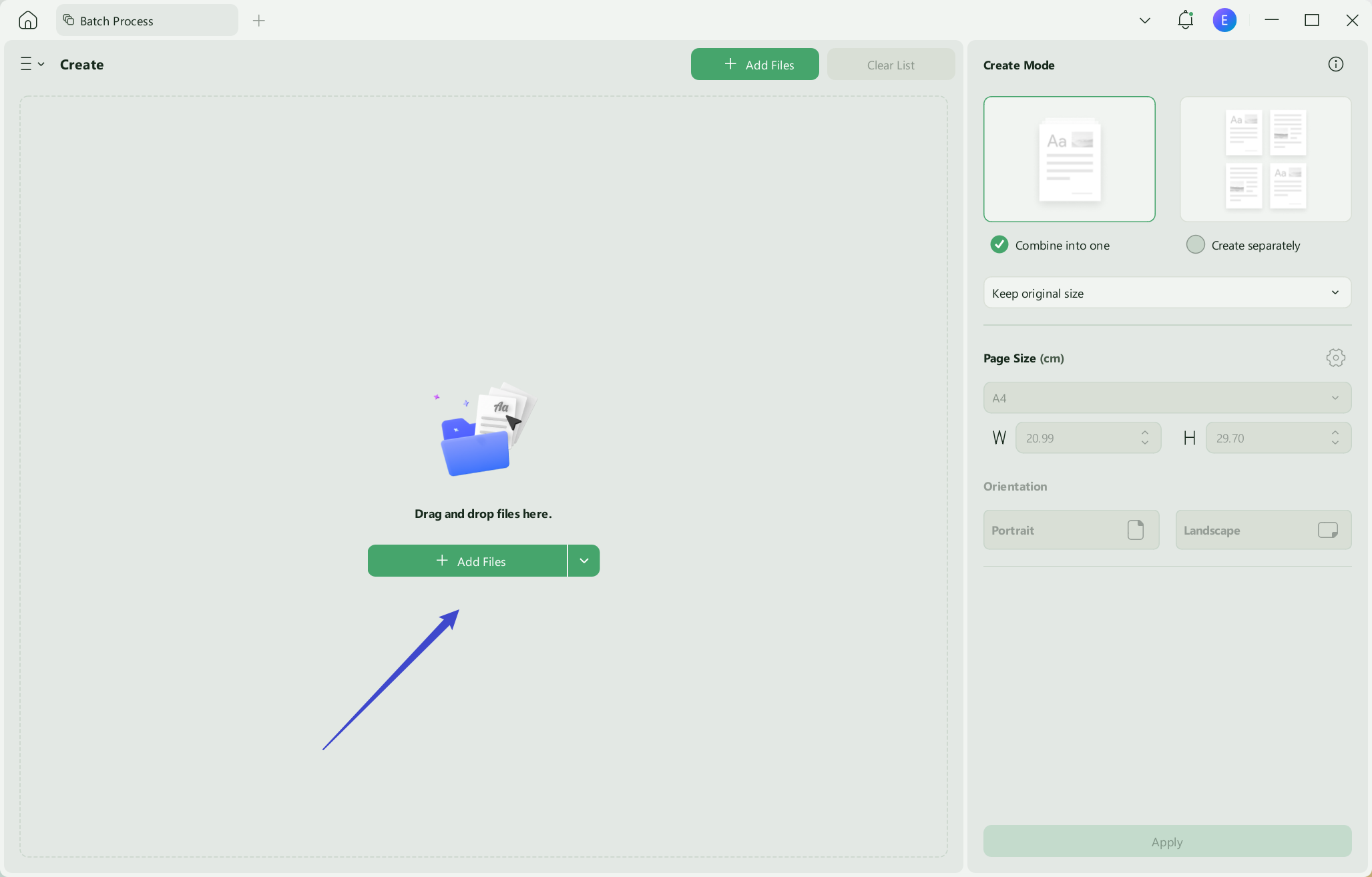 add files to create pdf in batch updf