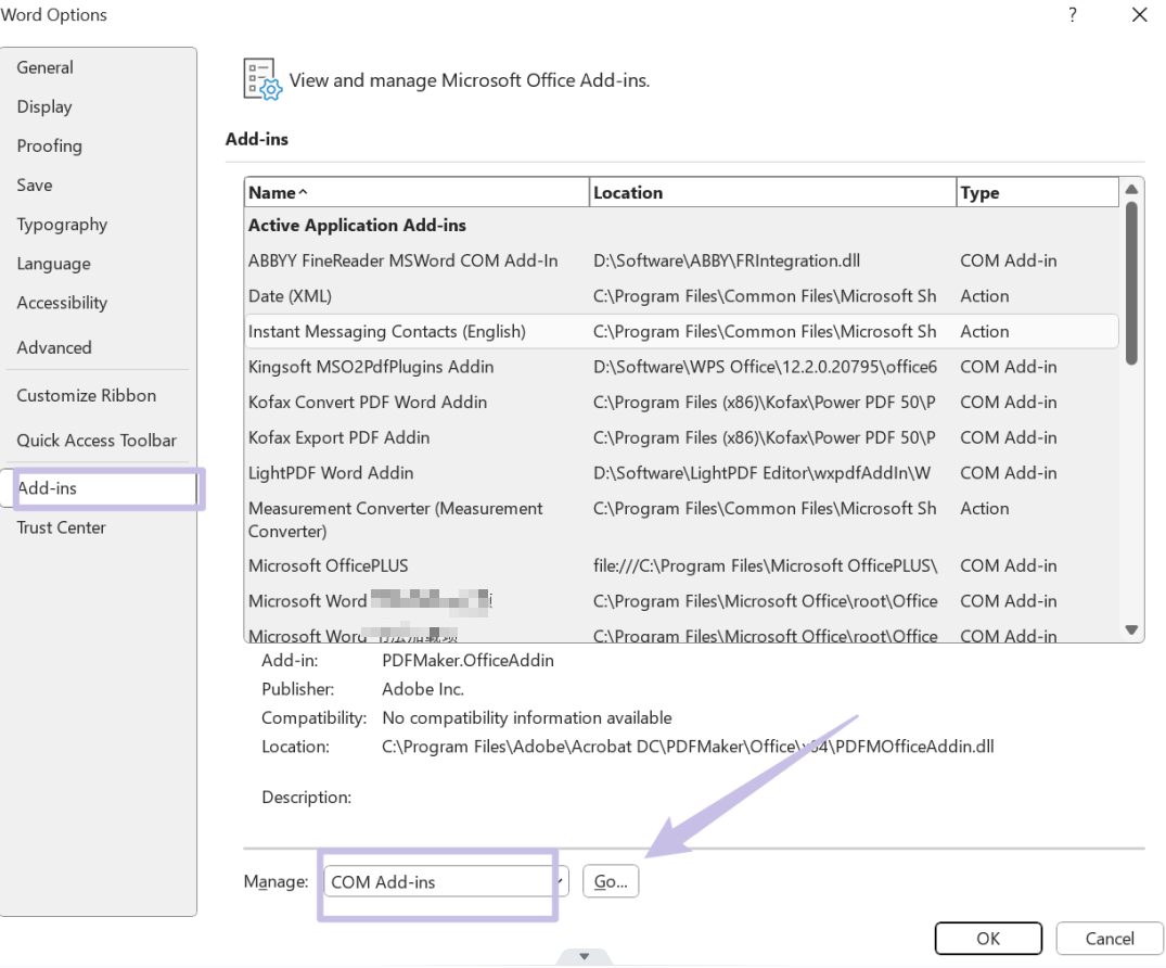 adobe pdf maker add in renable
