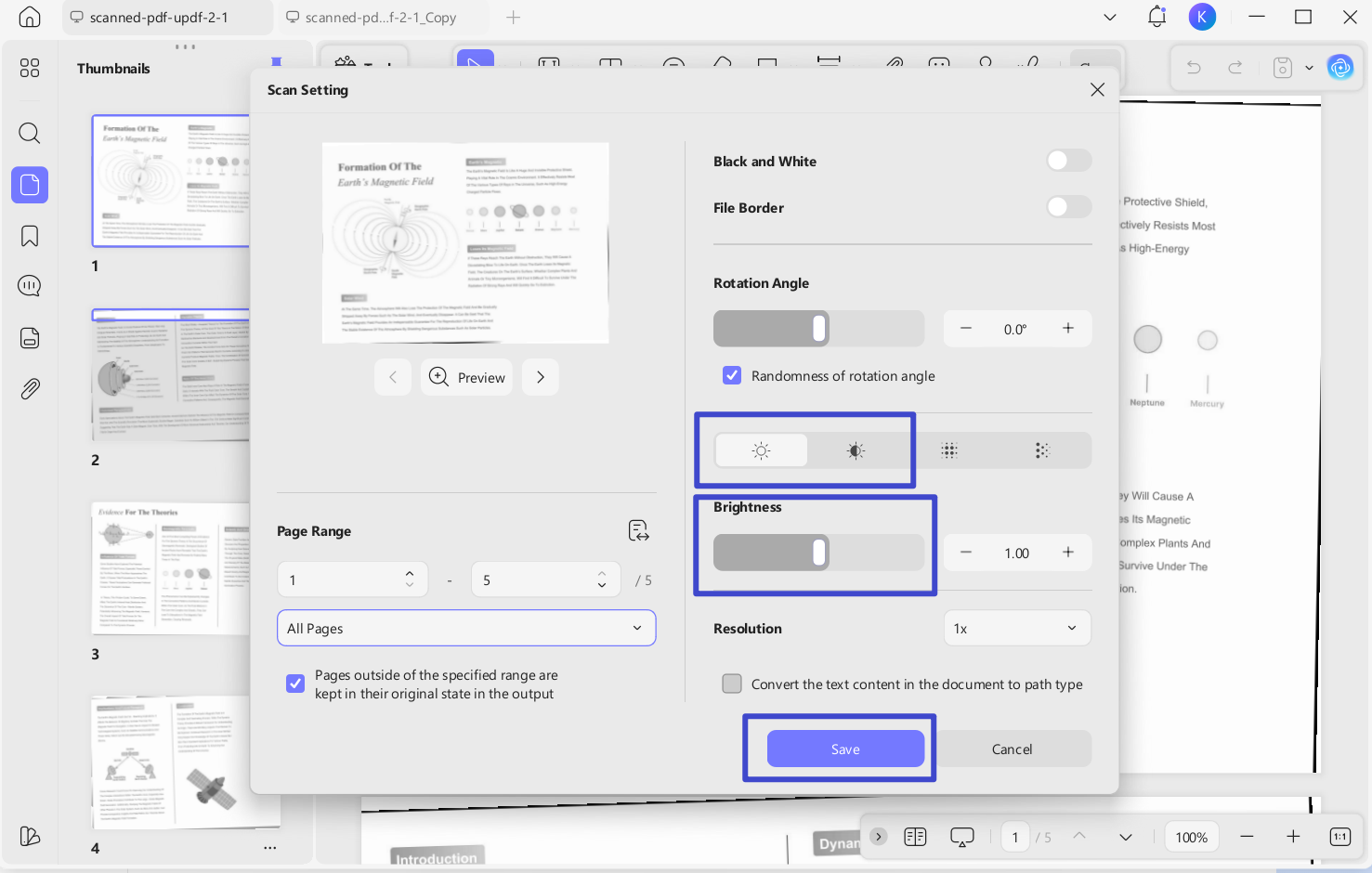 adjust pdf brightness and contrast