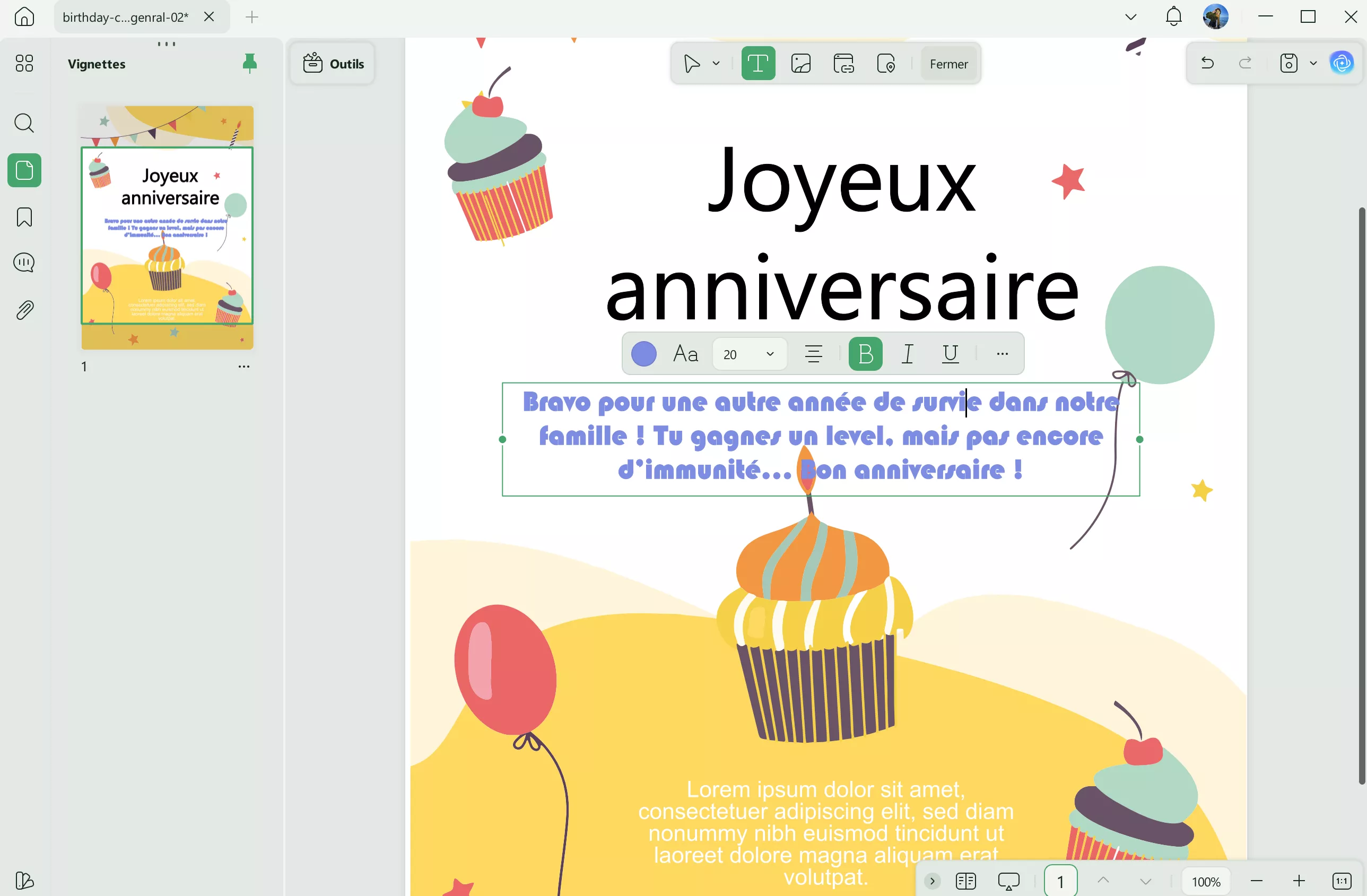 modifier texte image