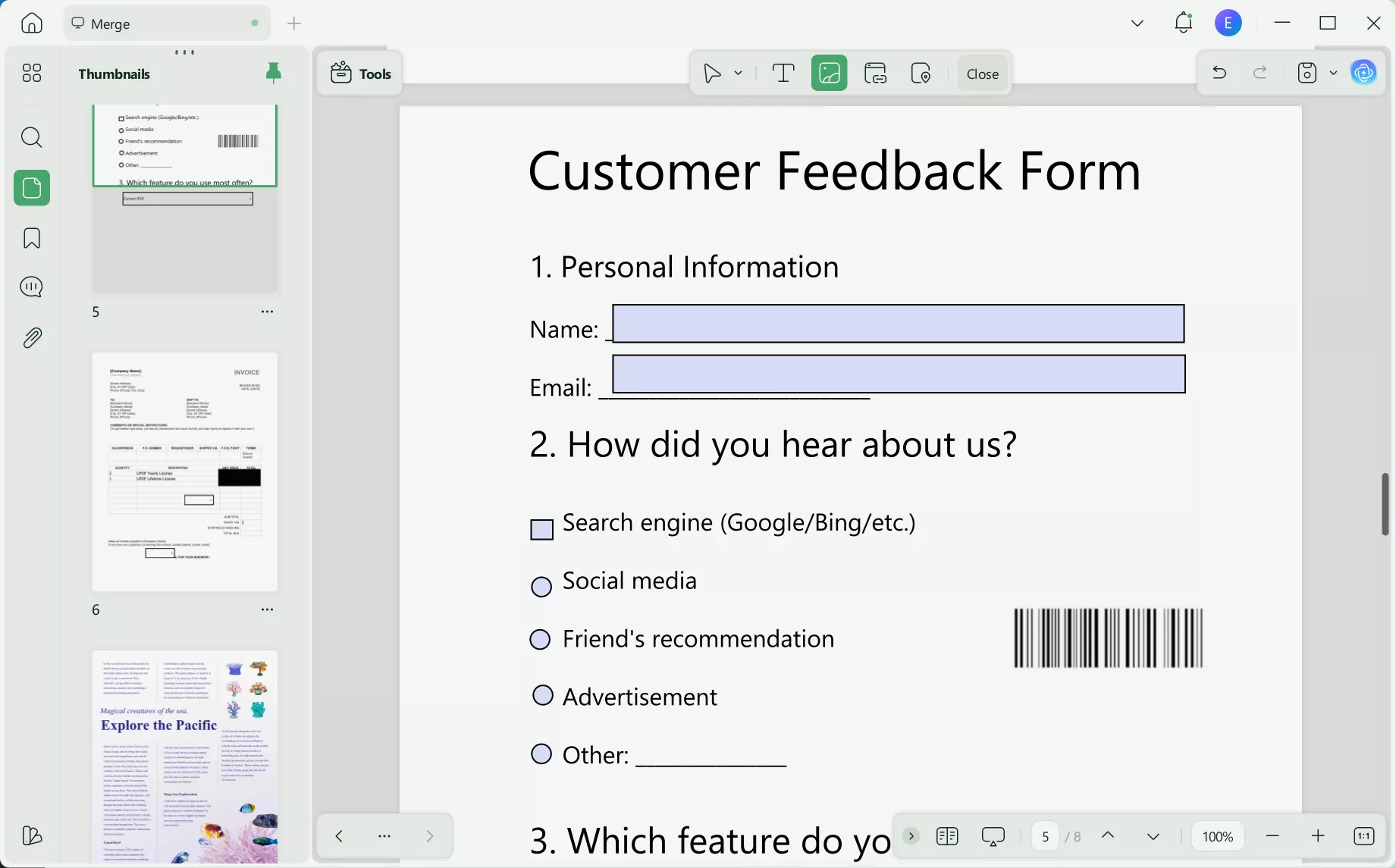 add barcode in pdf