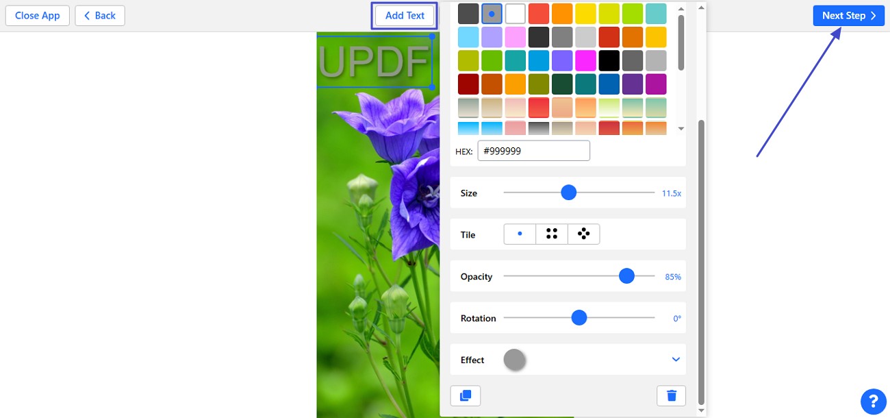 add text and adjust properties