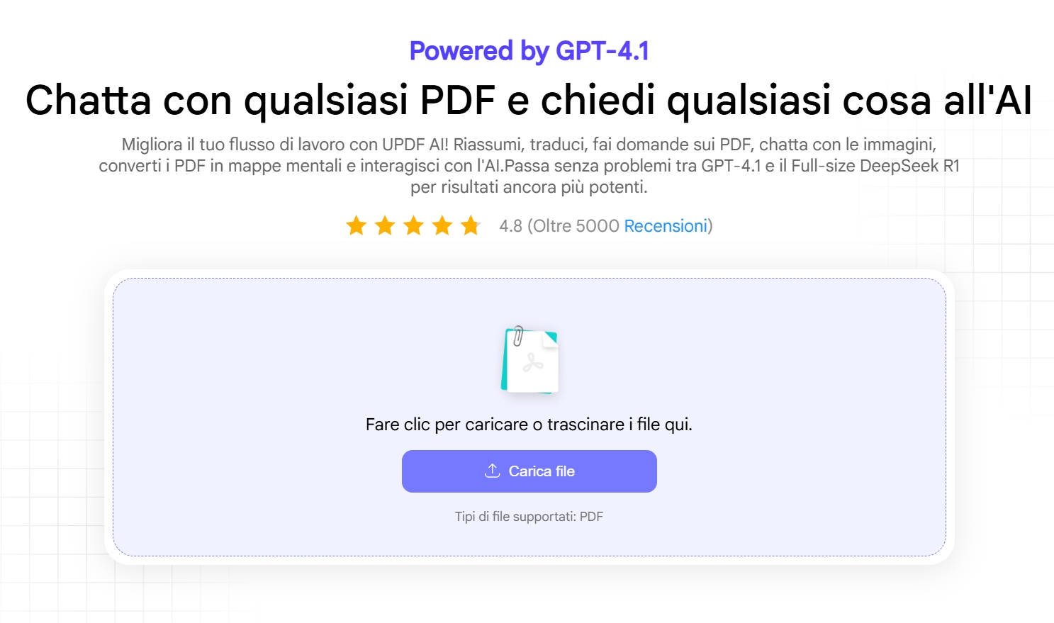 Interfaccia principale di UPDF AI Online