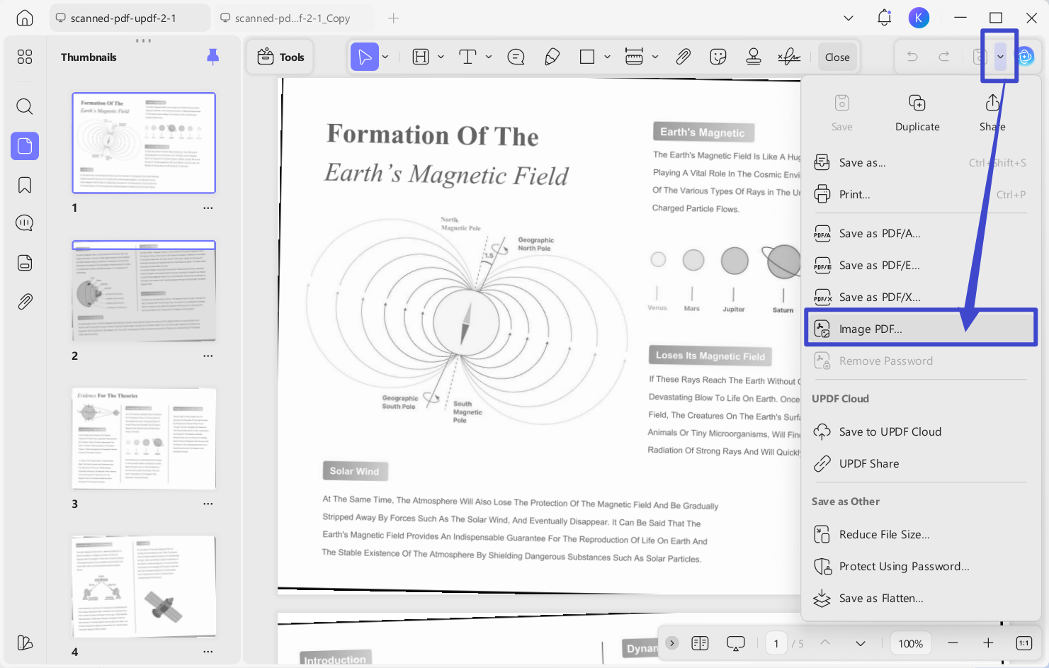 choose image pdf option