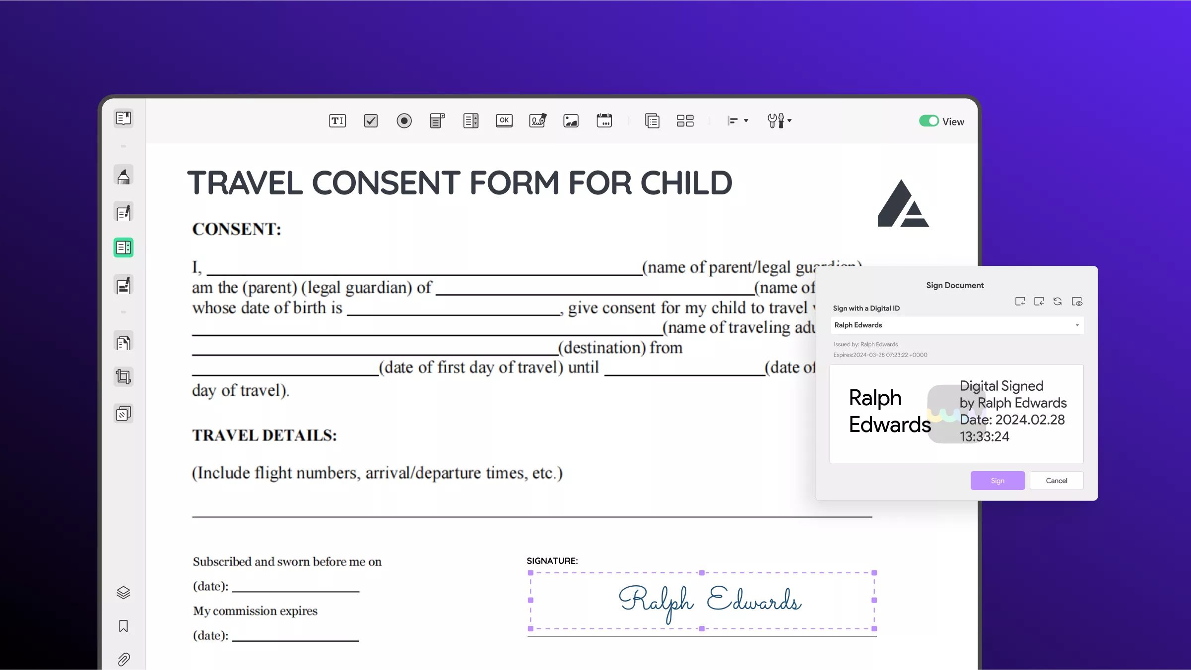 Complete the Travel Consent Form for Minor PDF with UPDF