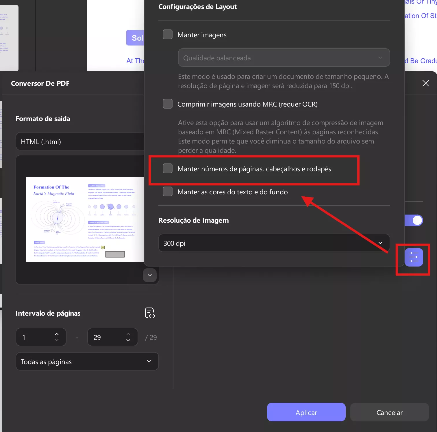 manter o layout da página