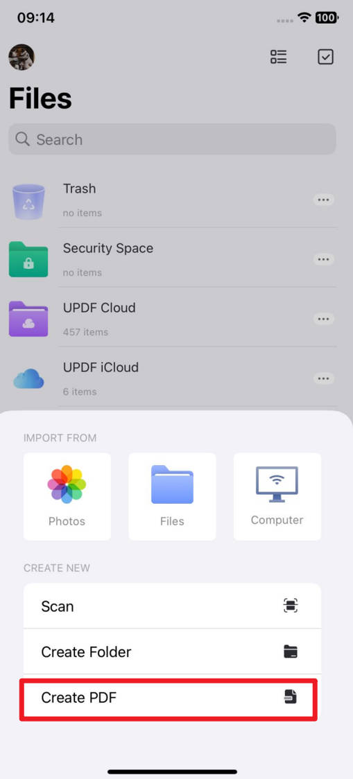 create pdf icon updf ios