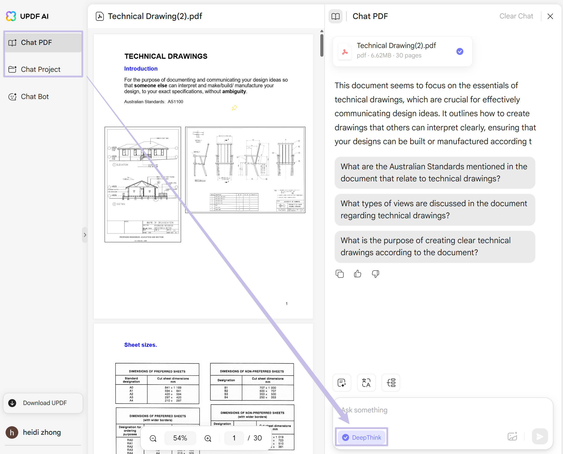deepseek r1 in UPDF AI Online's chattin with PDF section