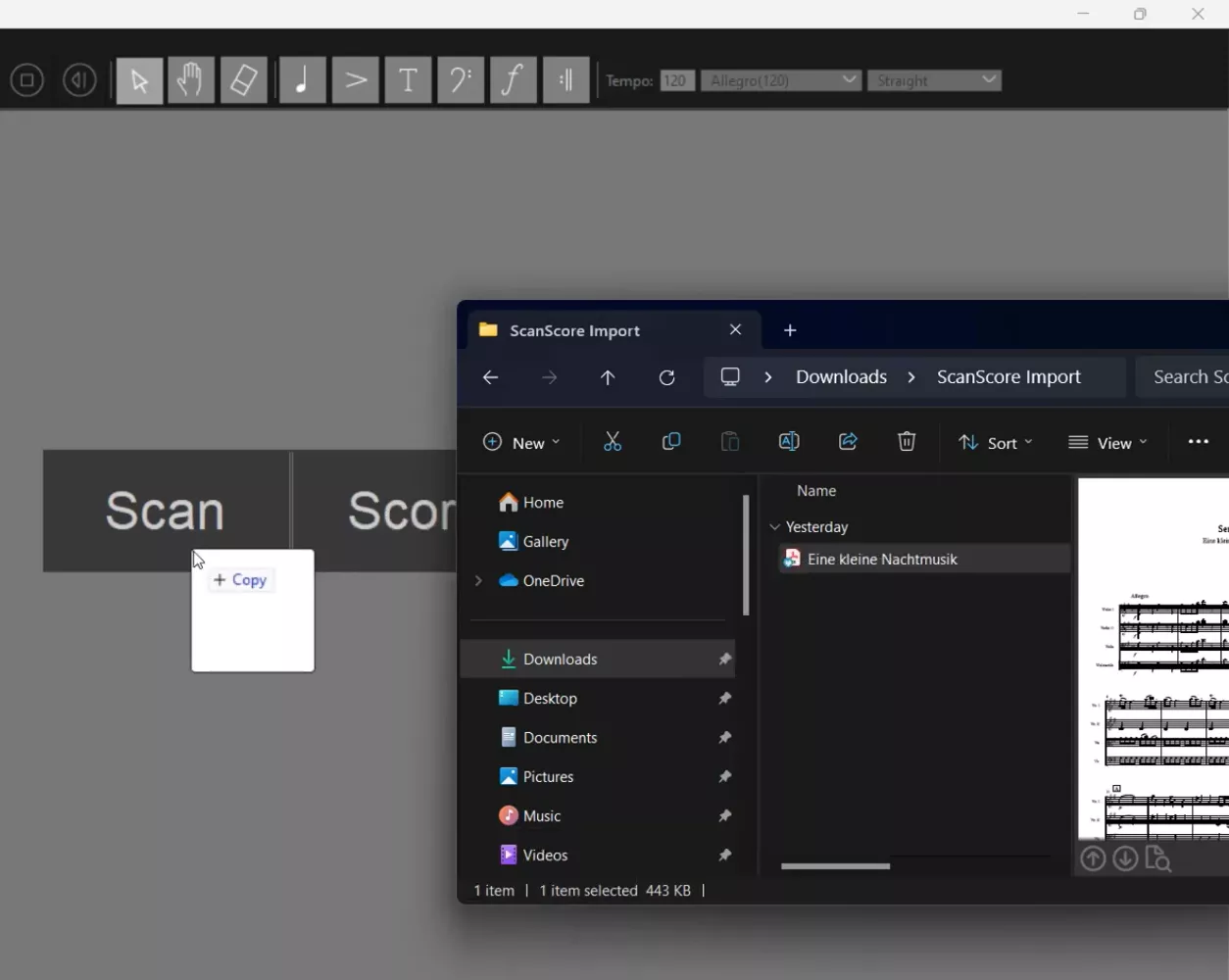 drag and drop your pdf sheet music