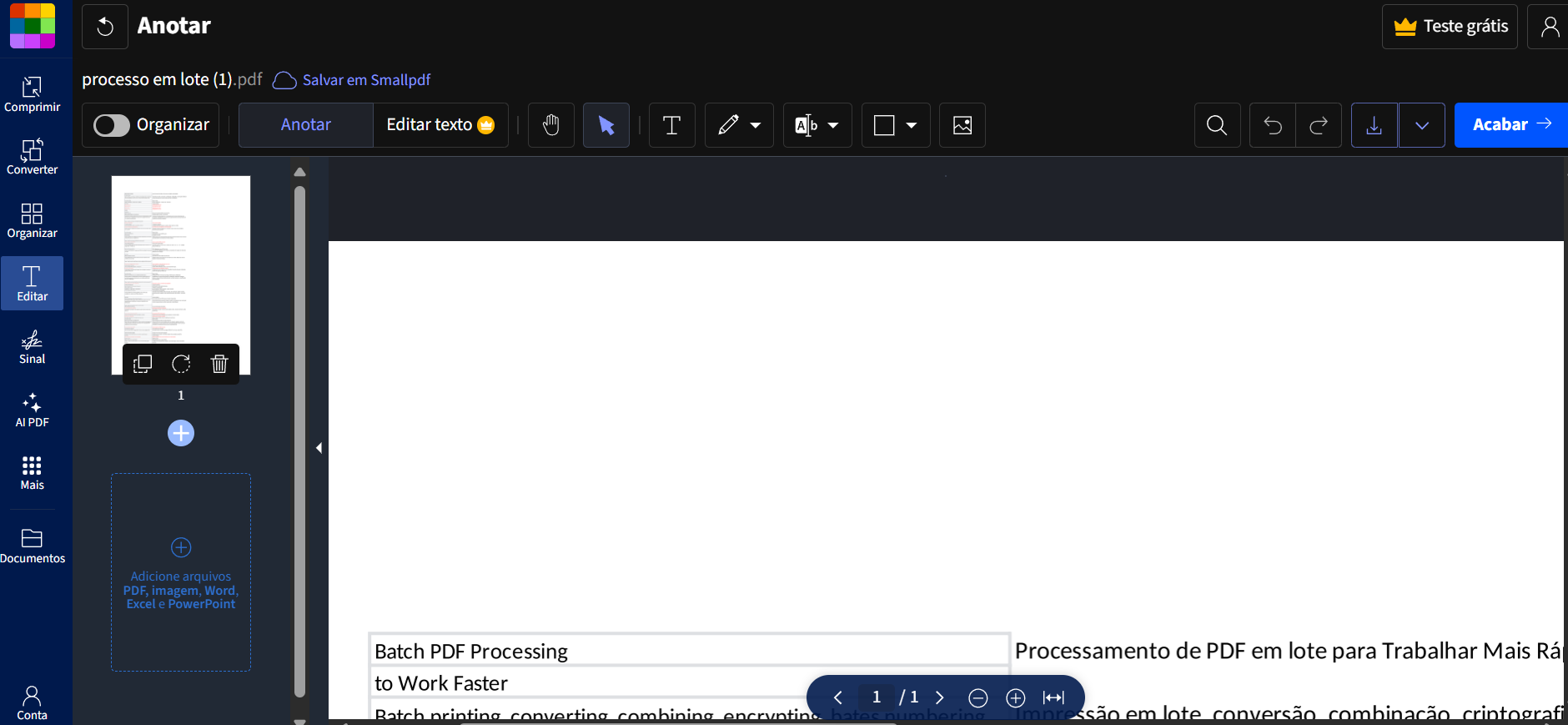 Edição de PDF