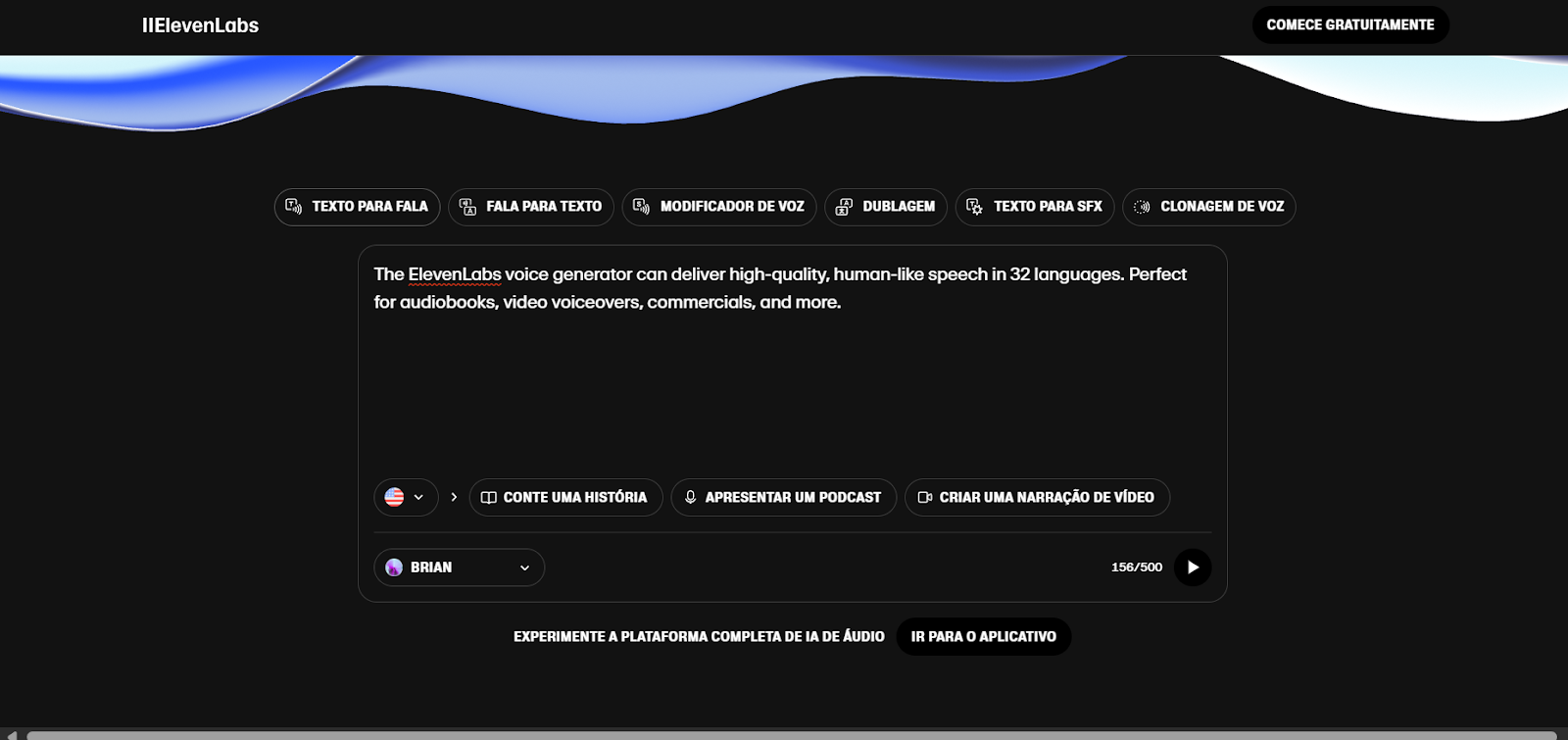 o elevenlabs se destaca como um poderoso gerador de voz ia