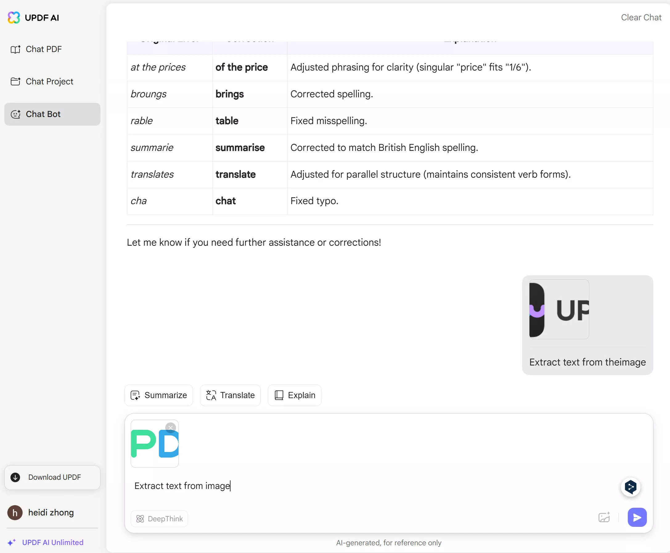 extract text from image updf ai online