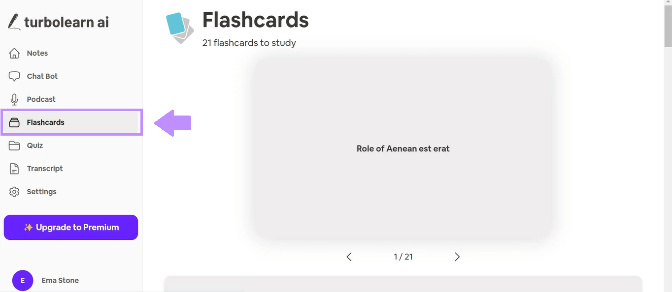 flashcards voor uw geïmporteerde materiaal turbolearn ai