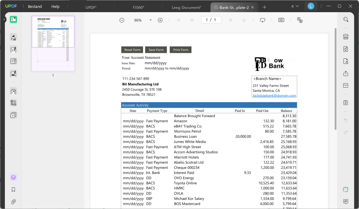 bank statement generator updf