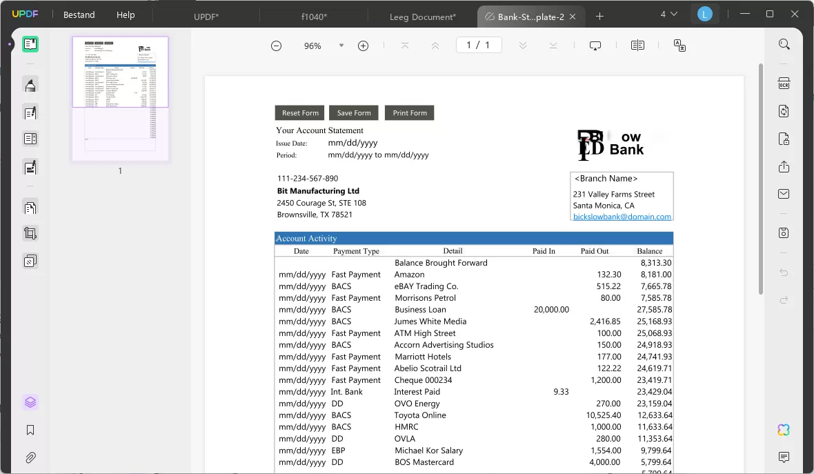 bank statement generator updf