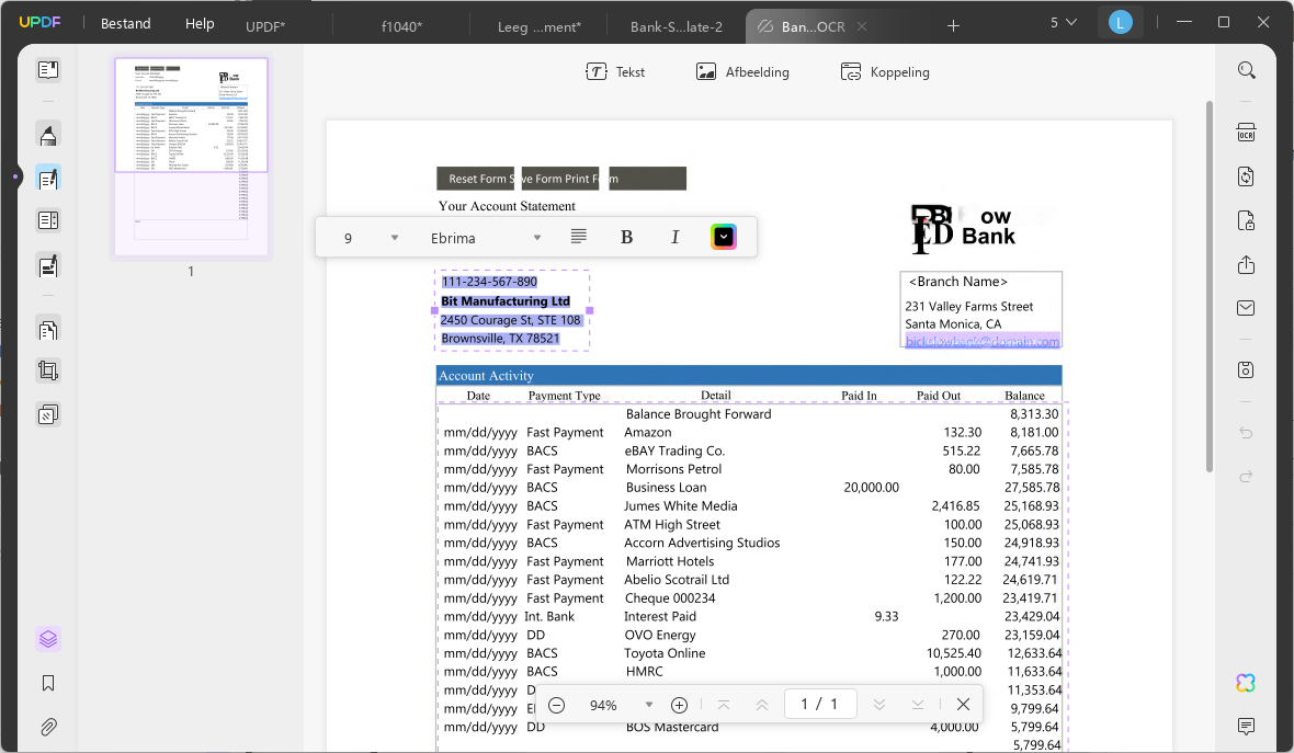 bank statement generator updf