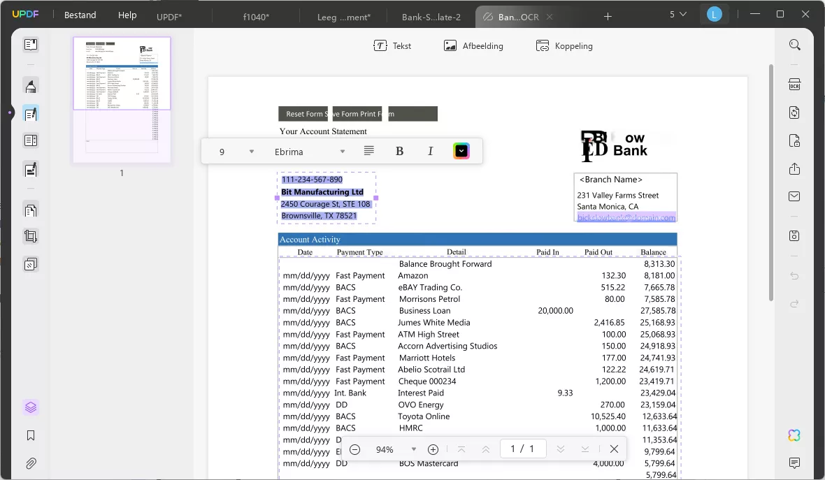 bank statement generator updf