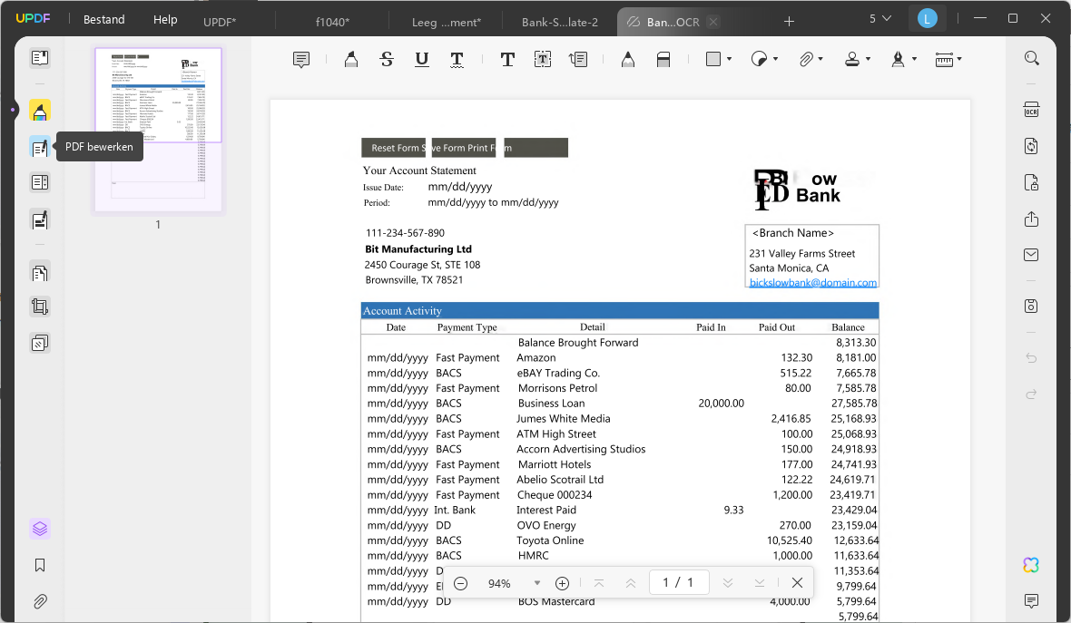 bank statement generator updf