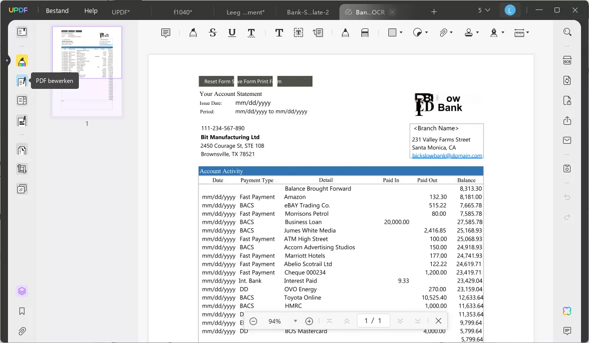 bank statement generator updf