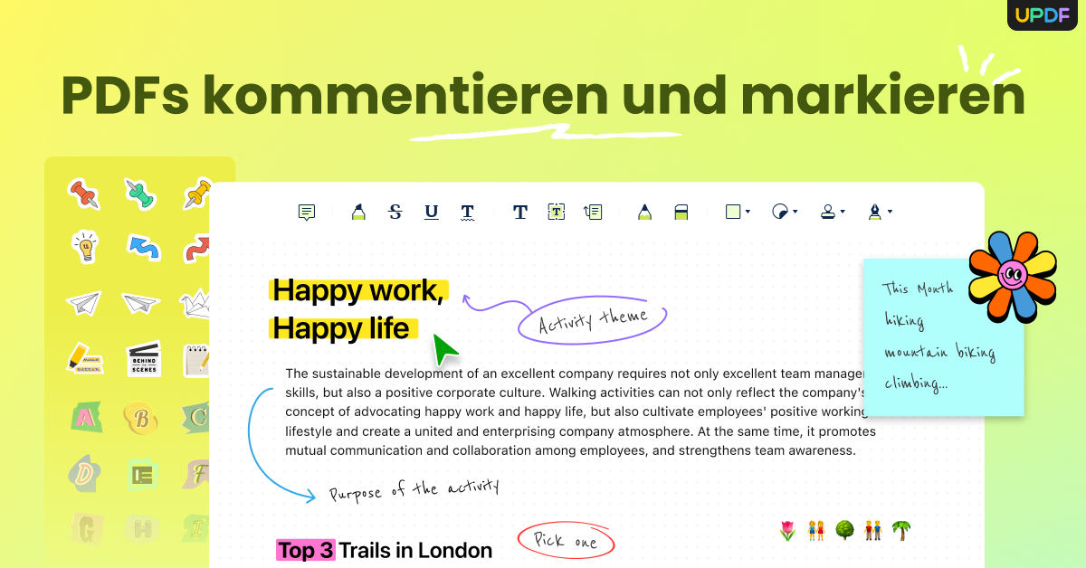 pdf kommentieren und markieren in updf