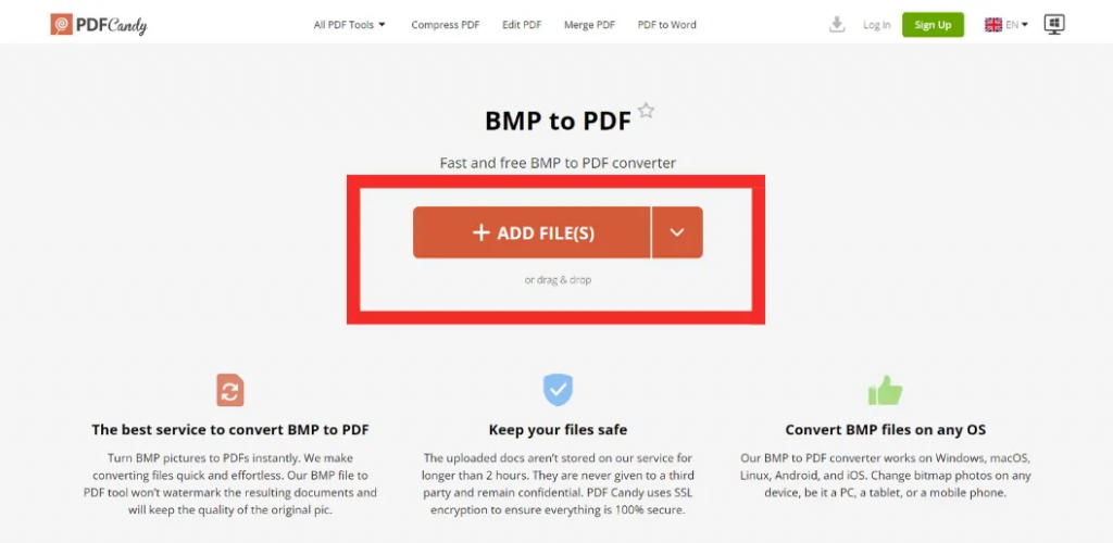 使用PDFCandy將BMP轉換為PDF