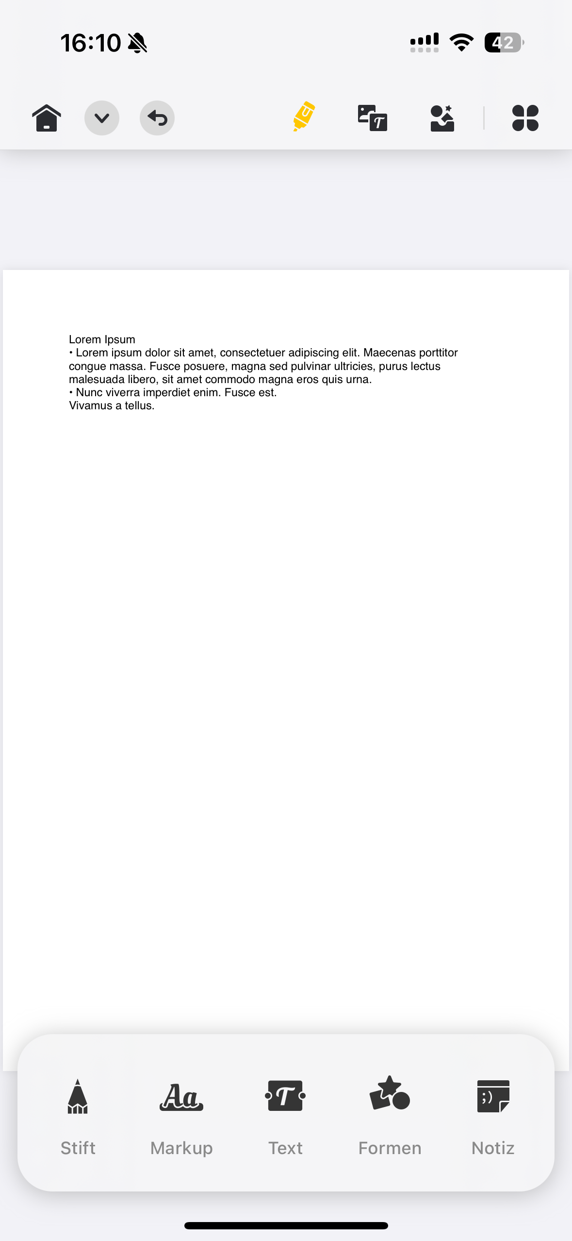 Text in leeres PDF einfügen mit UPDF für iOS 1