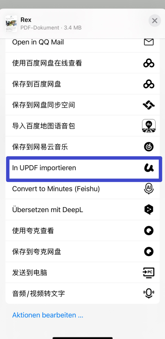 Import nach UPDF