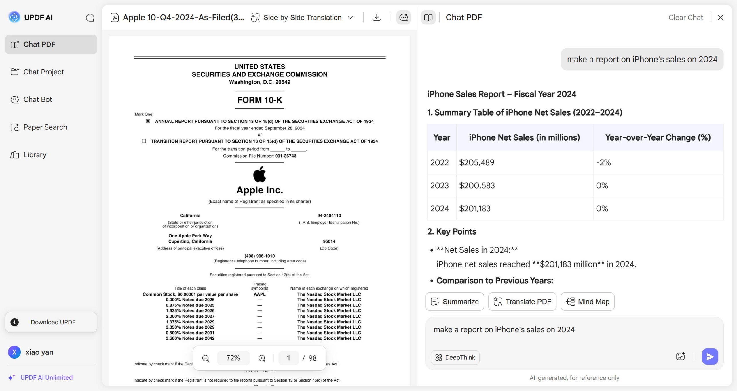 provide prompt for report generation
