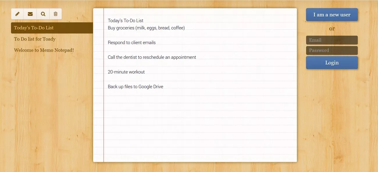 using memo notepad on desktop