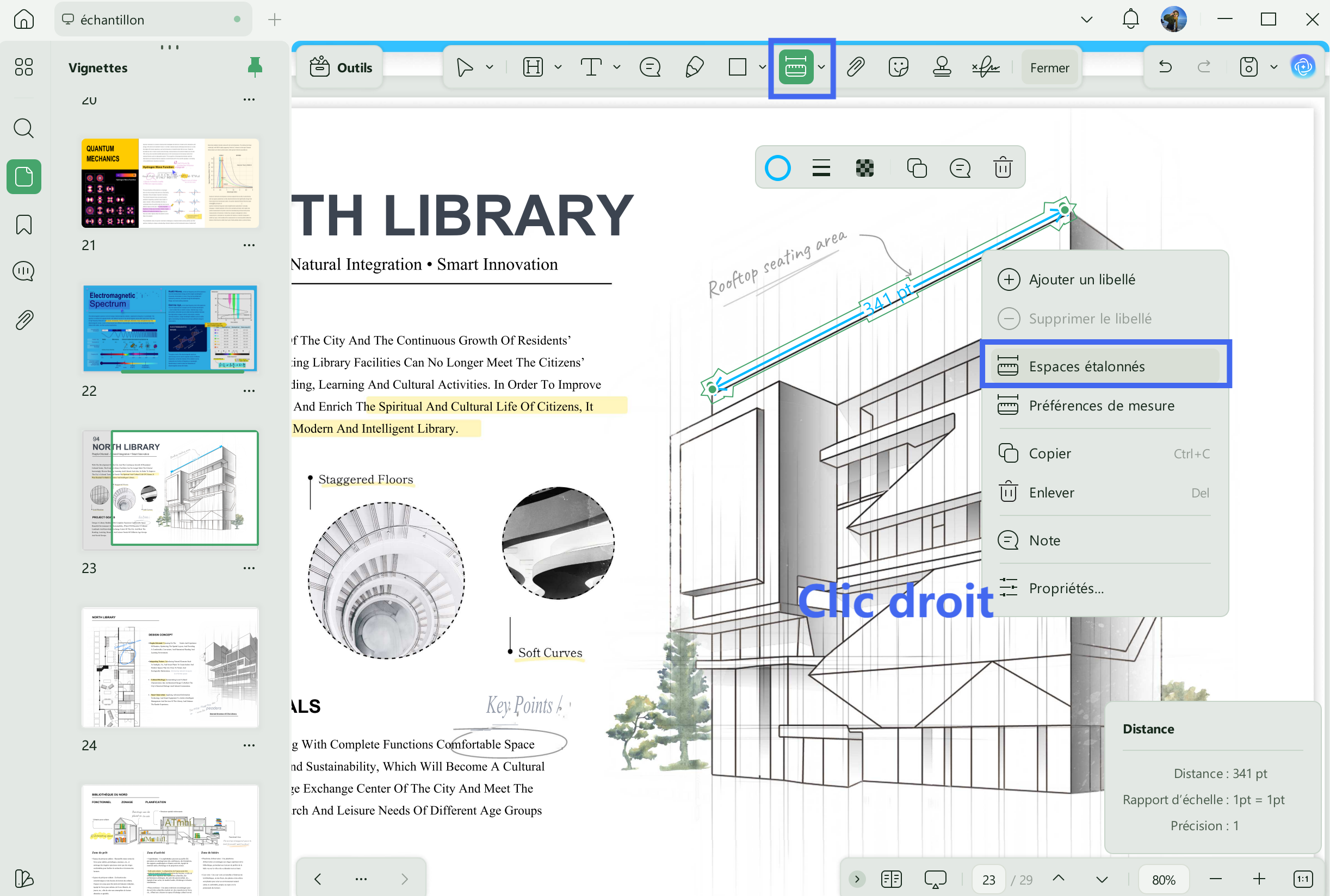 Comment mesurer une distance dans un fichier PDF (UPDF) ? Choisir les options