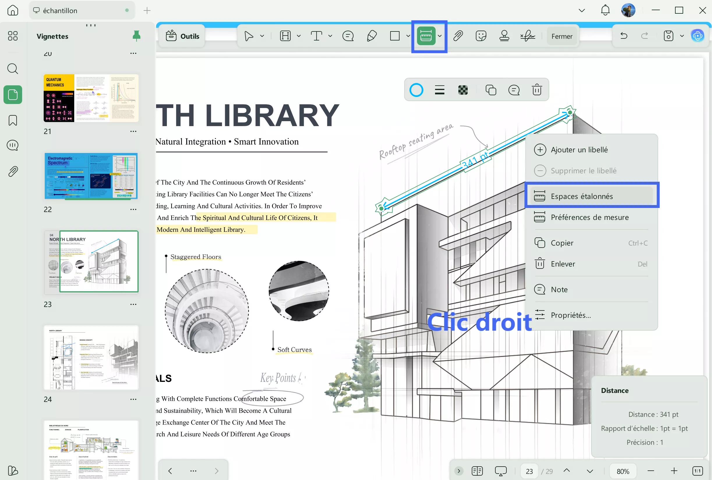 Comment mesurer une distance dans un fichier PDF (UPDF) ? Choisir les options