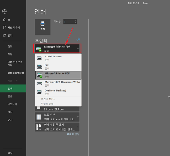 엑셀 프린트