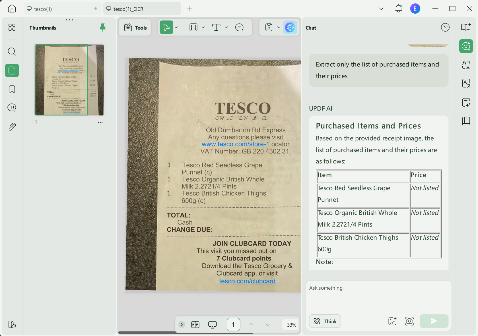 receipt OCR