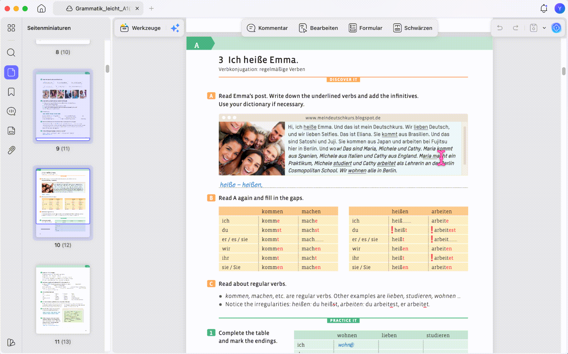 Leseparameter für PDF festlegen