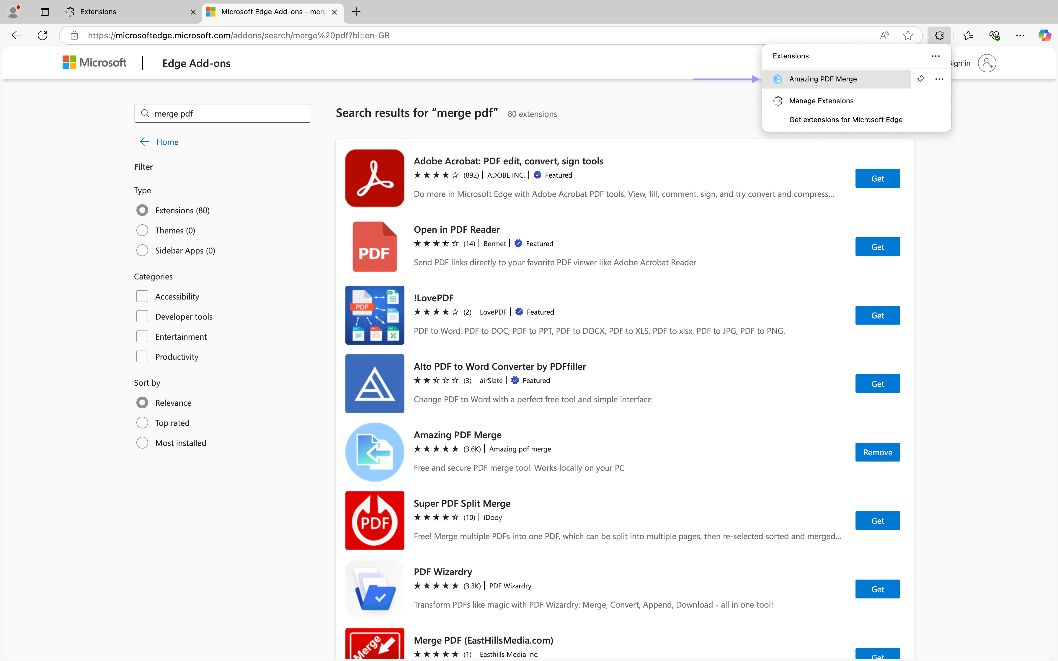 Wählen Sie das Erweiterungssymbol, um das Tool zu aktivieren