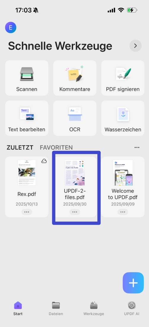 pdf mit updf öffnen