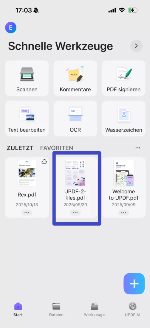 pdf mit updf öffnen