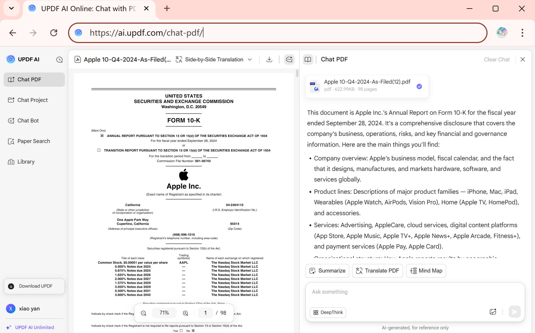 summarize PDF using UPDF AI