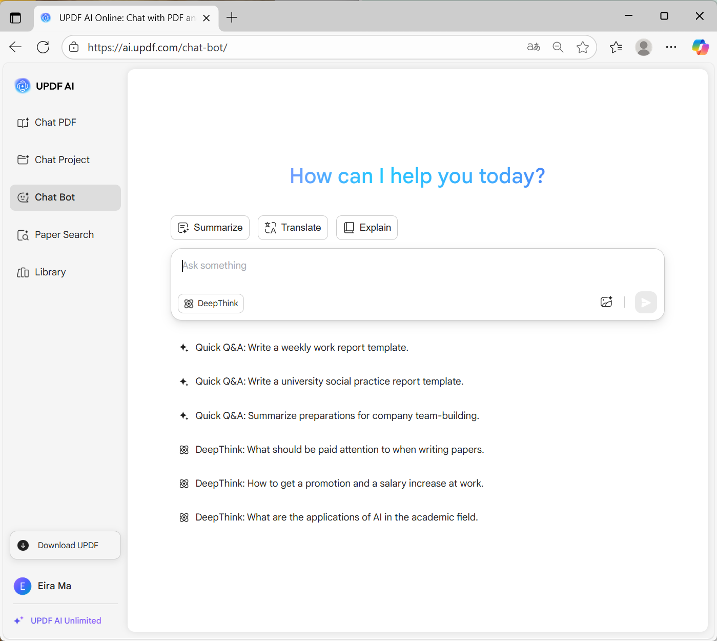 ask ai updf ai online