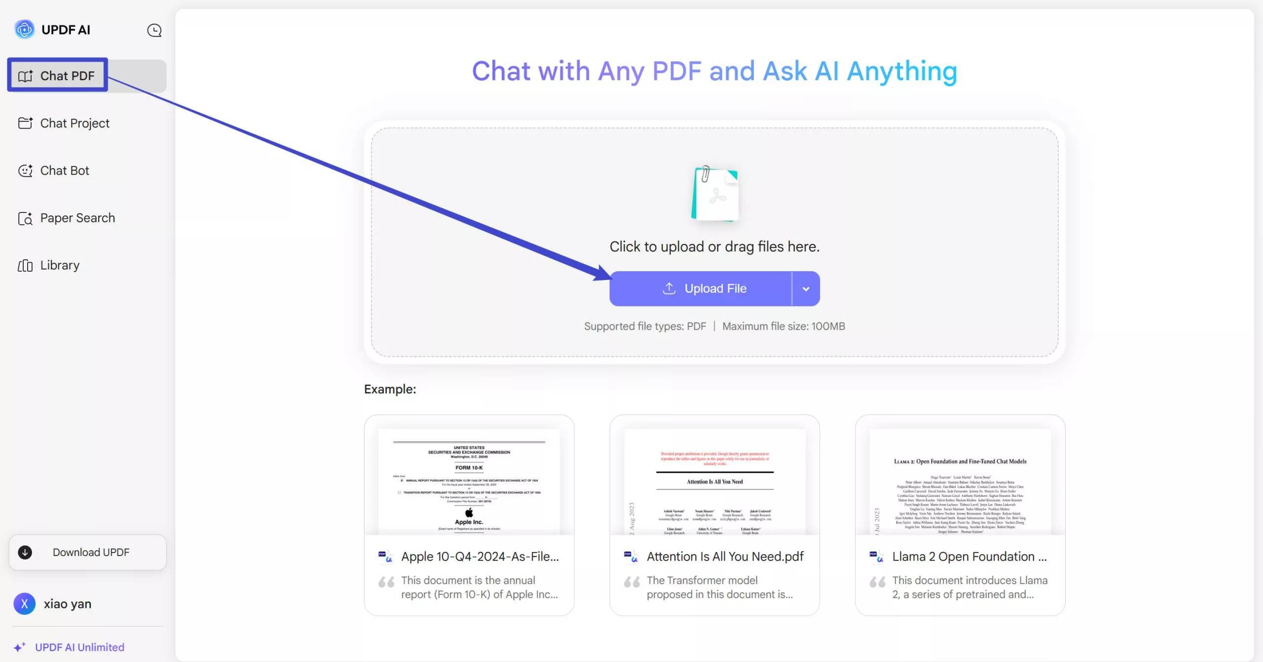 chat with pdf updf ai online