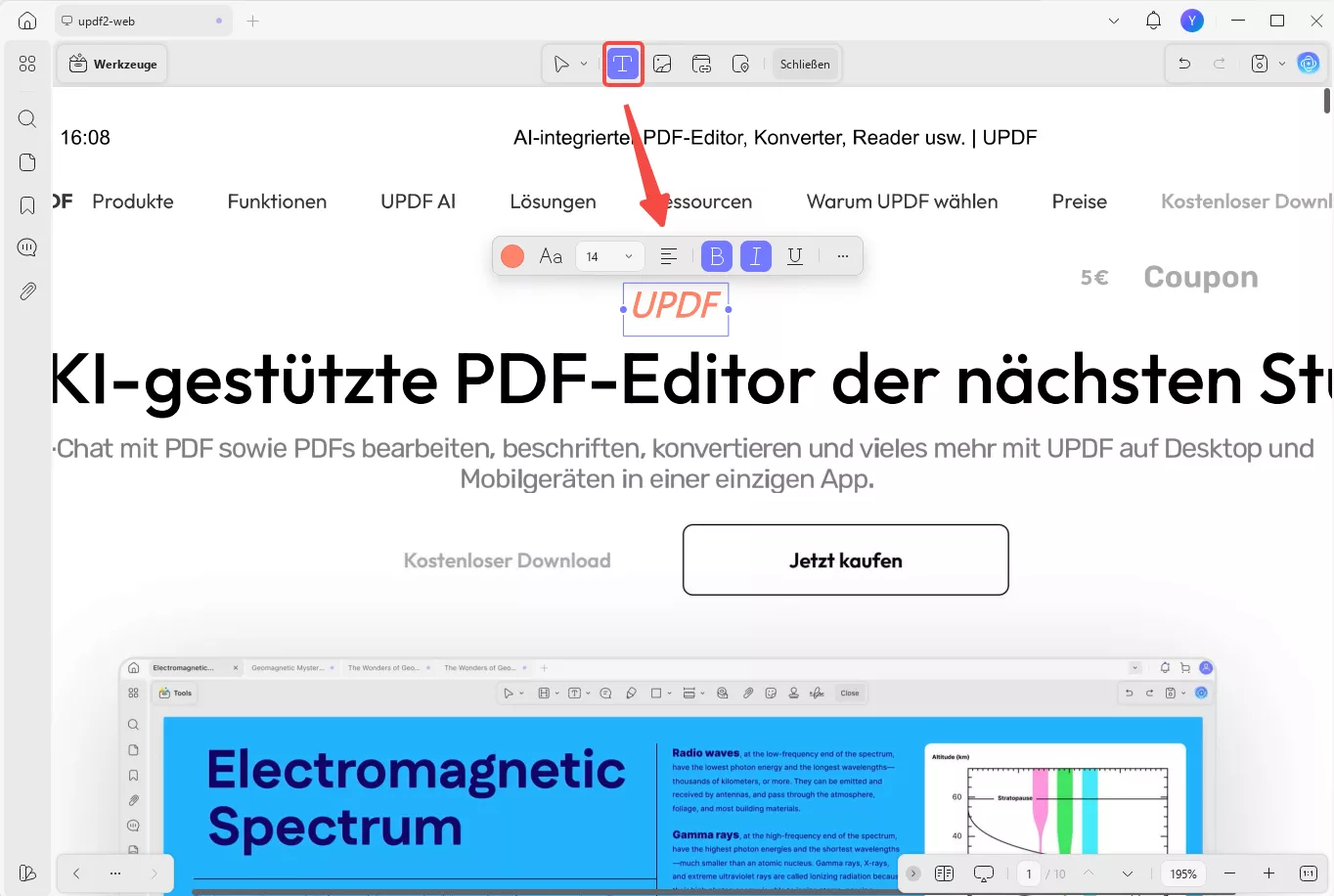 Text zum PDF hinzuzufügen