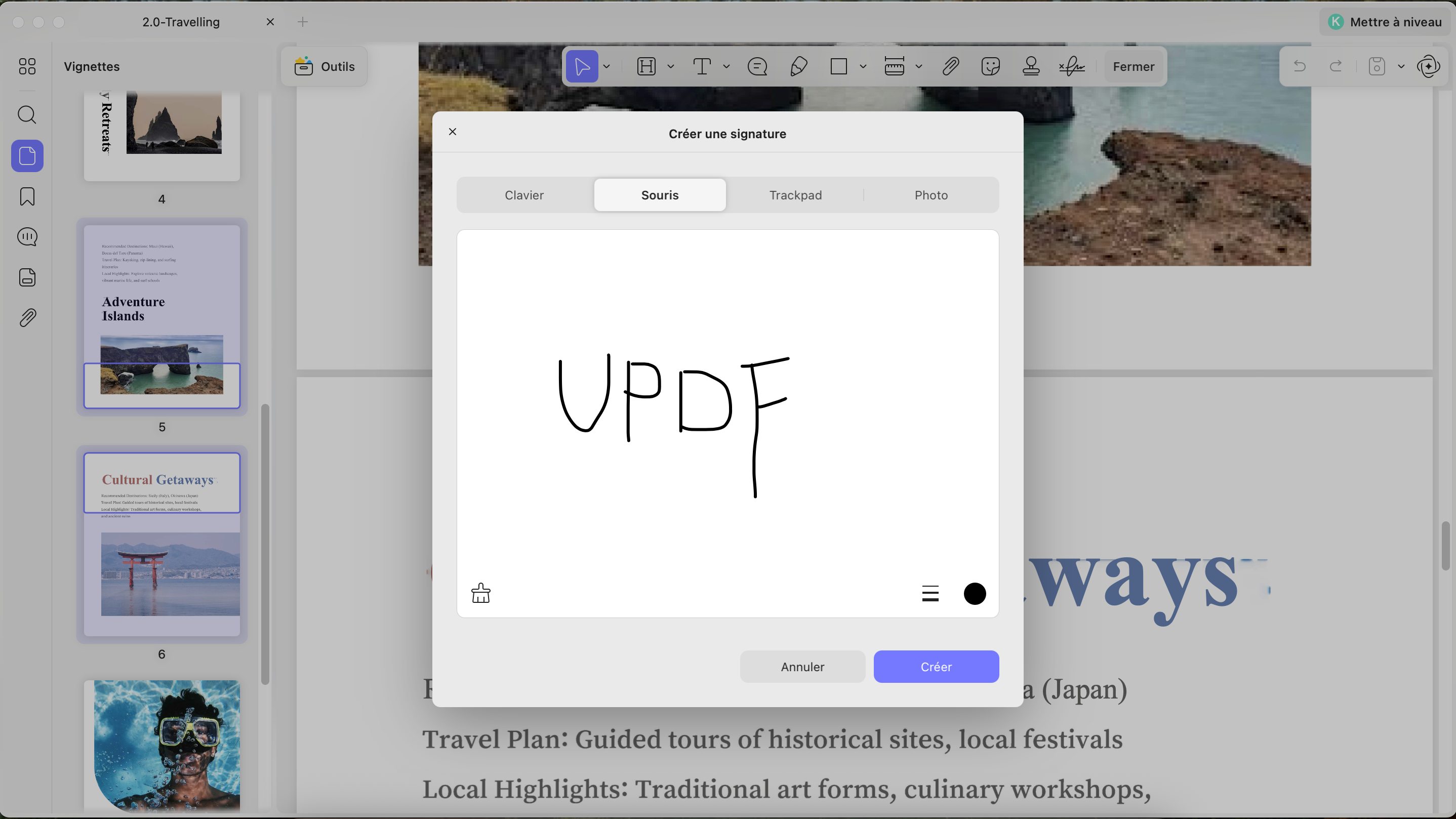 create signature with options updf windows 2