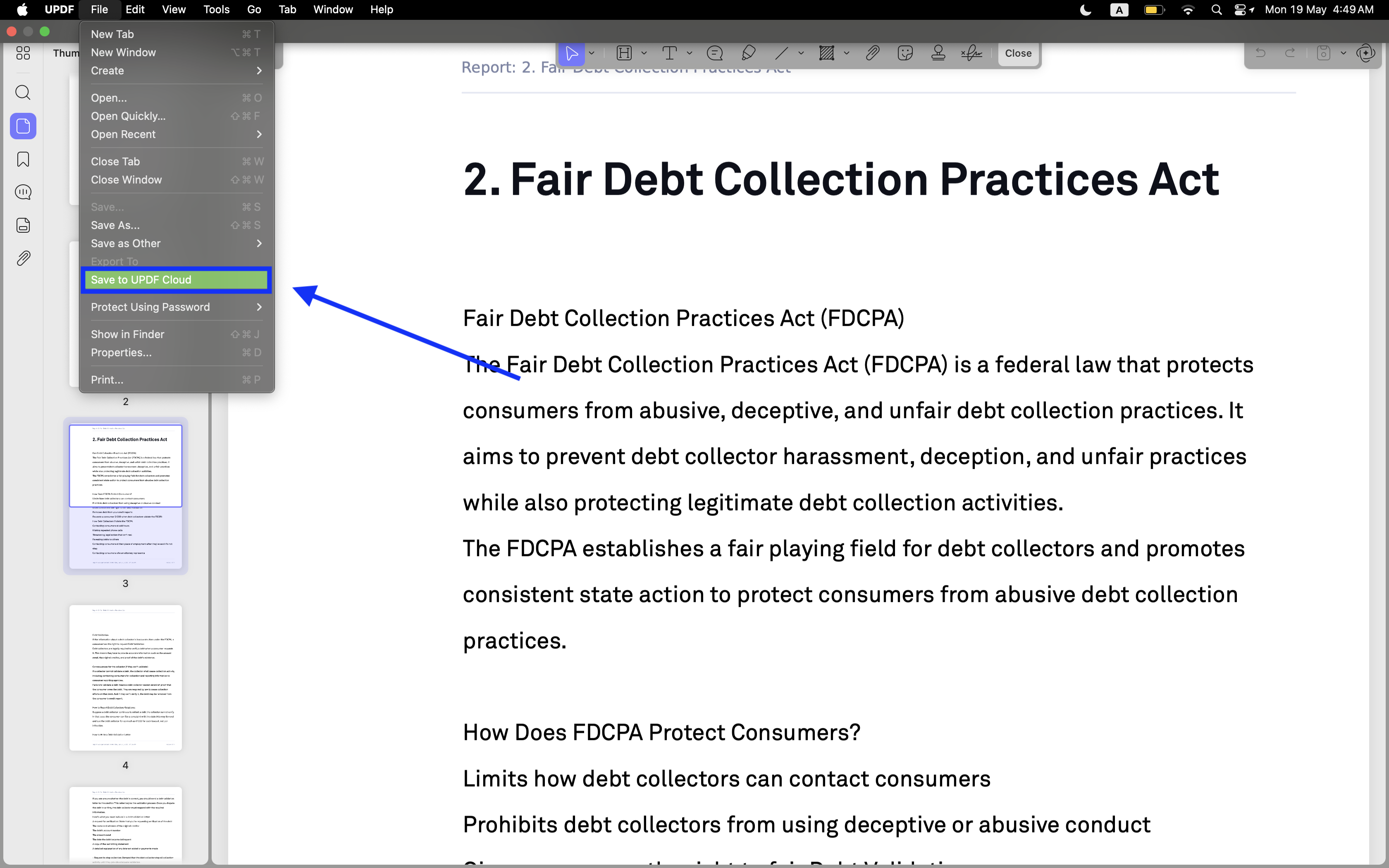 save file to updf cloud
