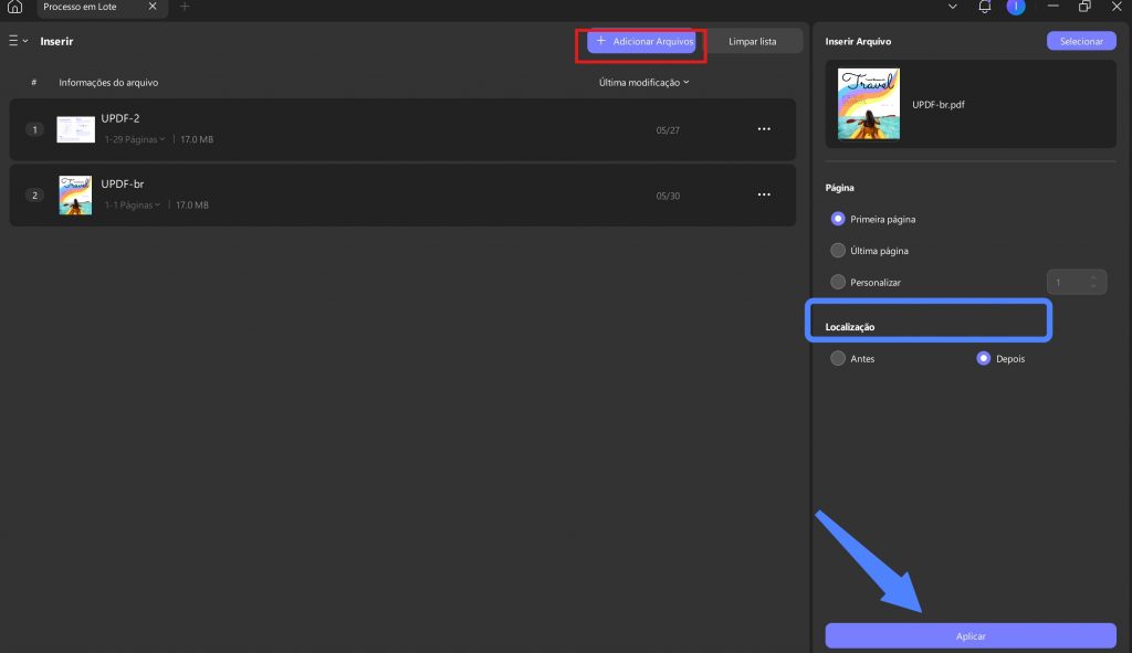 insira manualmente o local, clique em aplicar updf windows 