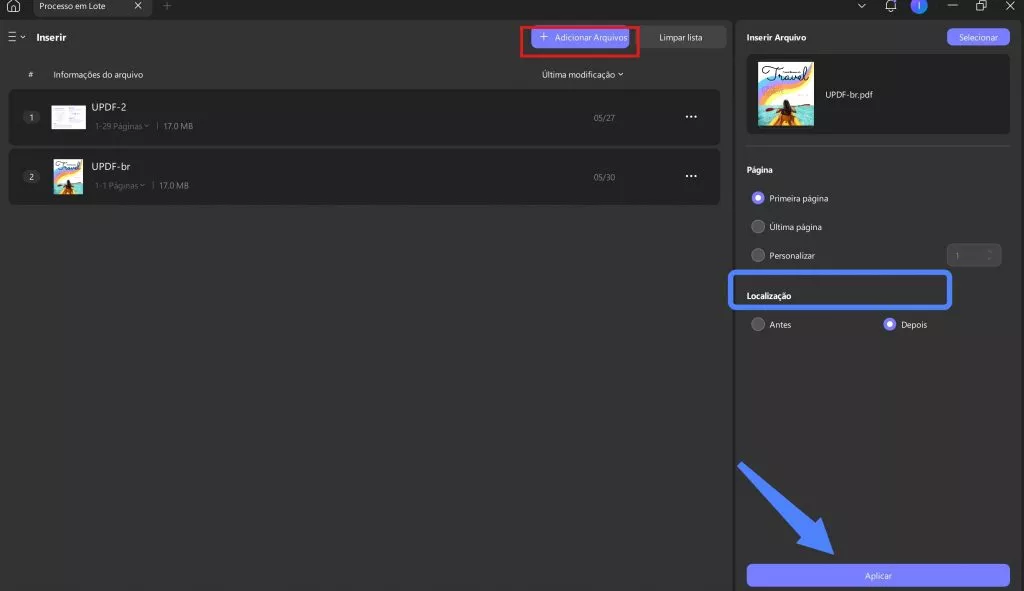 insira manualmente o local, clique em aplicar updf windows